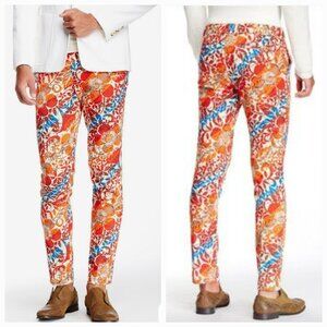 Mr Turk Trousers Bright Multicolor Floral Print Dress Pant Beach Art